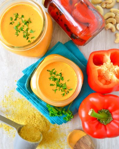 Vegan Cheese Sauce Recipe No Oil Vegan Cheese Dr Fuhrman 6 week Eat to Live plan menu recipe What the Health Dr Greger Daily Dozen No Soak Red Pepper Cheese Sauce Whole-Food Plant Based