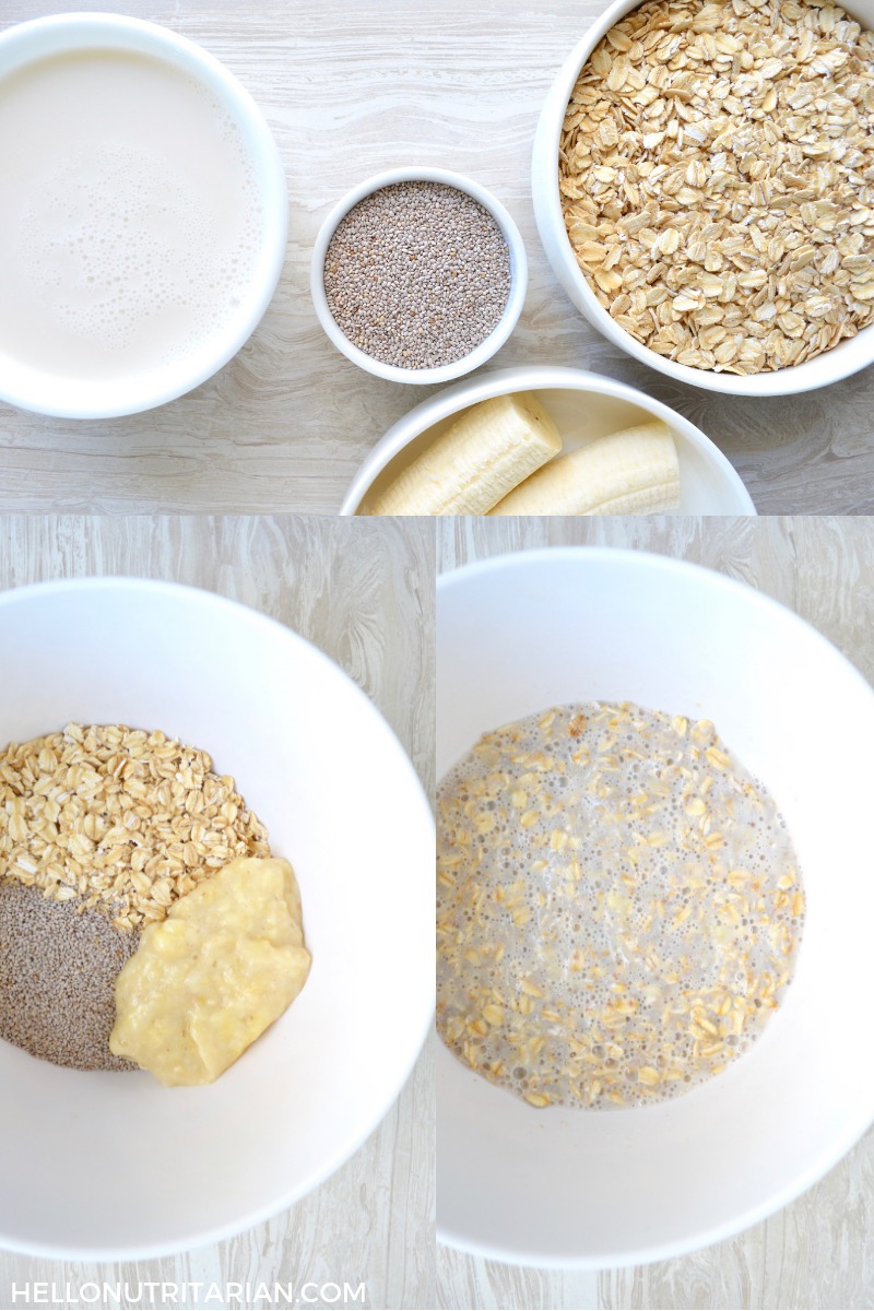 Overnight Oats Process Collage Simple no-cook breakfast Eat to Live program